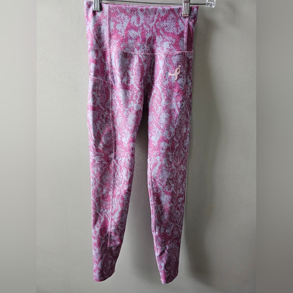 SUSAN KOMEN Women's Pink Reptile Print  Athletic Legggings, Pants